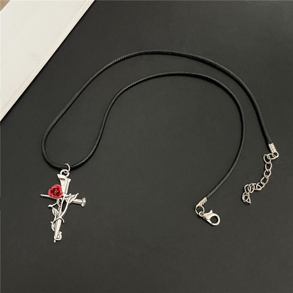 Men Necklace New Fashion Statement Male Female Necklace Rose Cross Spider Snake Pendant Pu Leather Chain Neck Zircon Wholesale