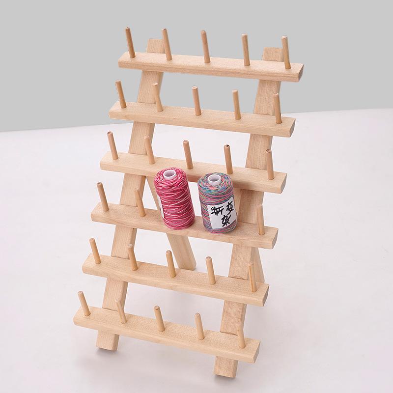 Creative Wooden Folding Thread Spool Rack - Holds 46 Spools/Bobbins for Sewing and Storage