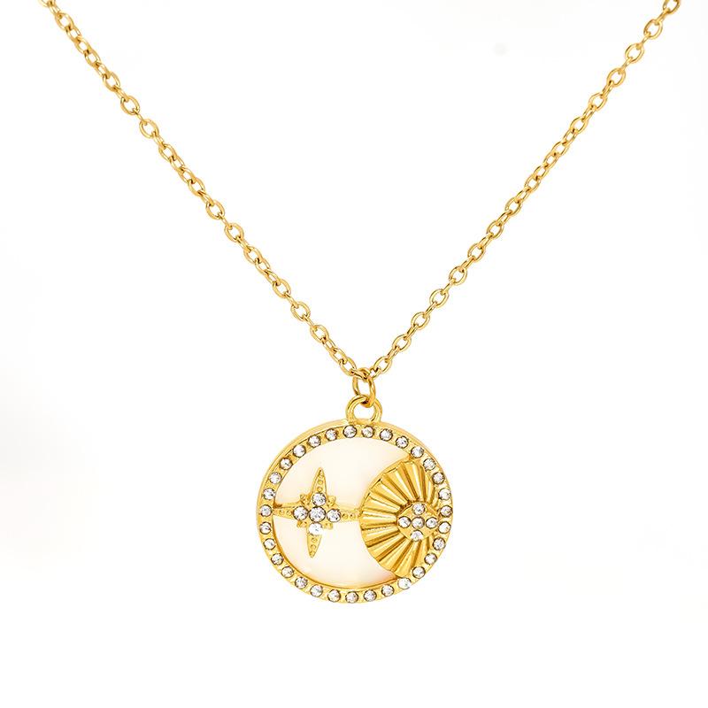 Fritillaria Plattiert Schmuck Halskette Damen Stil Doppelseitiger Stern Anhänger Spot