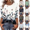 Women's Fashion Casual Round Neck 3/4 Sleeve Loose Printed T-Shirt Ladies Top