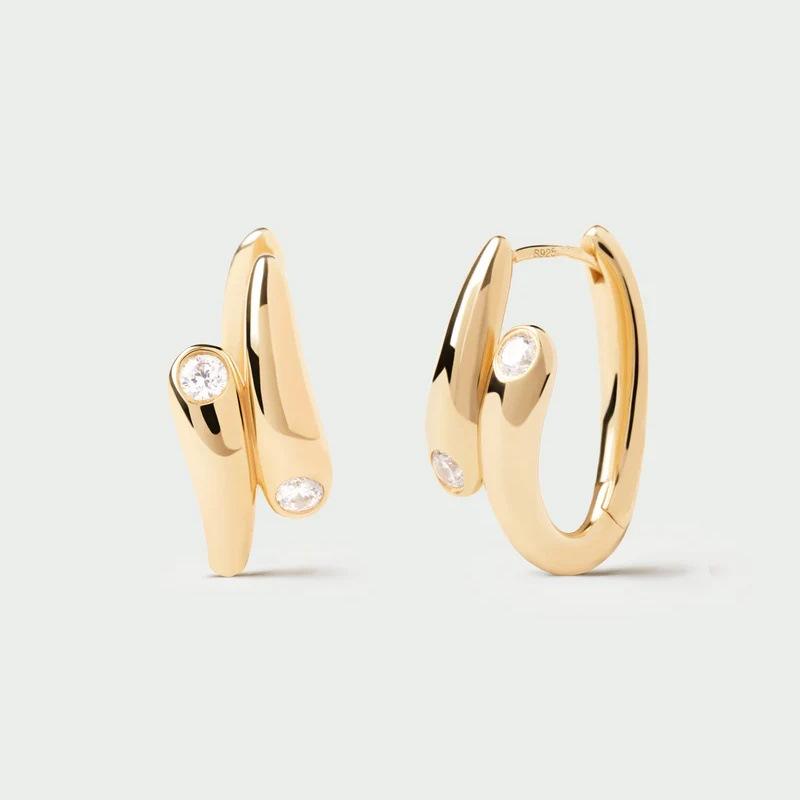 Light Luxury Personality Unique Irregular Metal Inlaid Zircon Ear Buckle Trendy Fashion Commuting Temperament Versatile Earrings