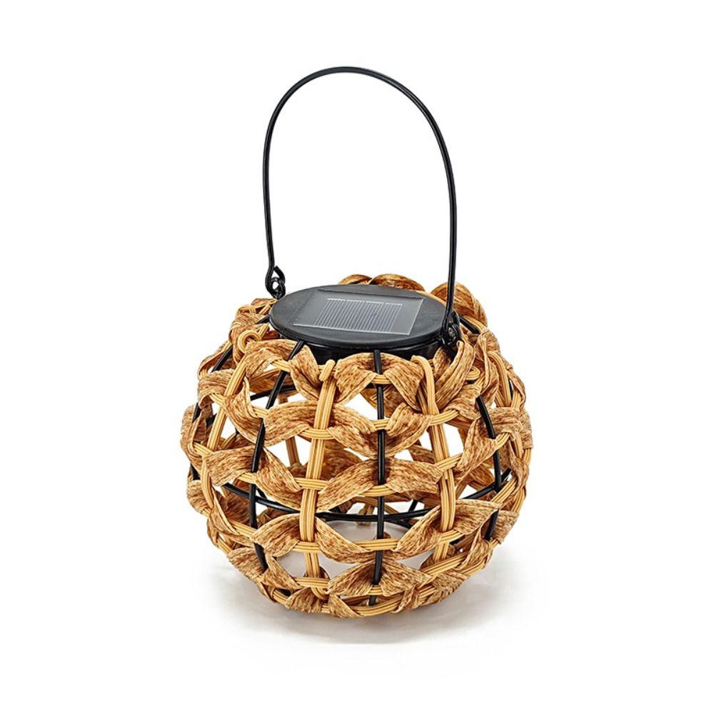 

Waterproof Solar Imitation Rattan Lantern with Handle Solar Hollow lantern Home Decor