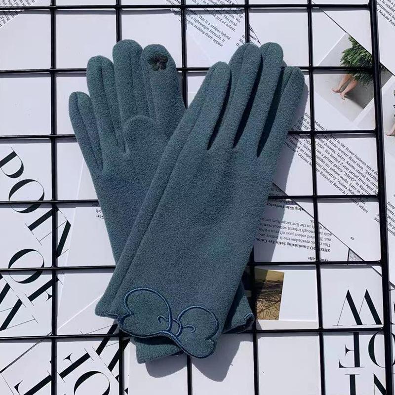 Handschuhe Deutsch Samt Thermisch Stickerei Schmetterling Handschuhe Samt Verdickt Outdoor Reiten Touchscreen Handschuhe Damen