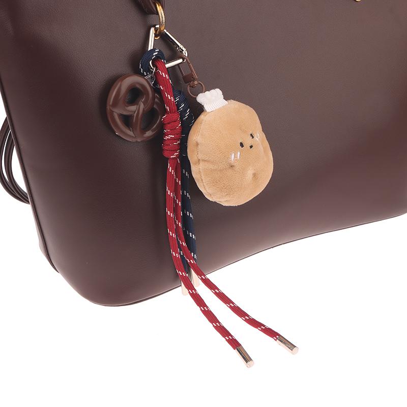Fun Cartoon Bread Plush Keychain Y2K Trendy Braided Rope Lanyard Keyring Car Key Holder Bag Pendant Backpack Hanging Decoration