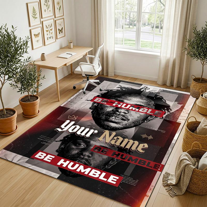 Personalized Crystal Velvet Carpet,Kendrick Lamar Custom Printed Name, Plush Area Rug For Home Indoor Decor