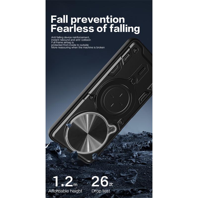 Push Window Magnetic Ring Kickstand Armor Shockproof Case For Xiaomi 15 Ultra Alloy Holder Stand PC Slide Lens Camera Cover For Mi 14 Pro 13 15 Ultra