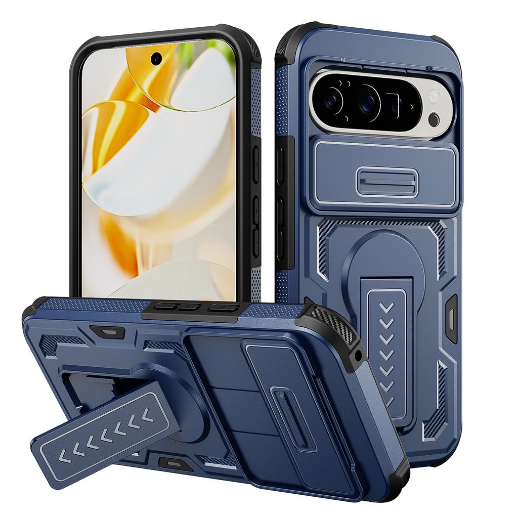 Sliding Camera Lens Cover Shockproof Kickstand Case For Google Pixel 9 10 Pro XL TPU Frame Hard Plastic Phone Cases Coque Fundas