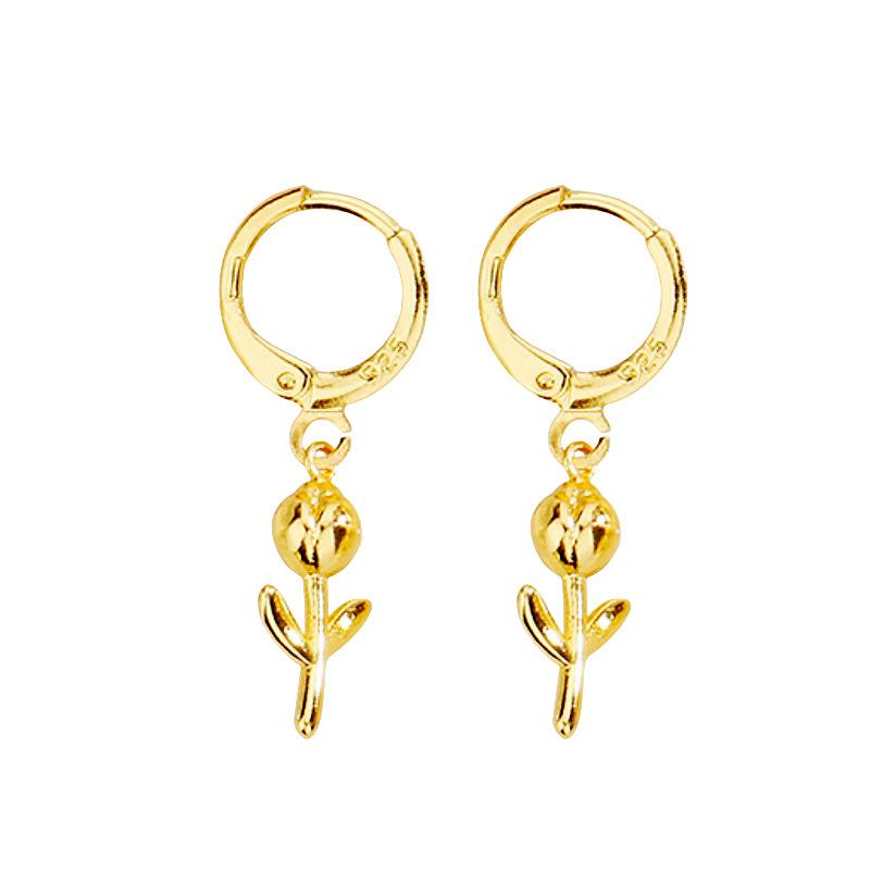 

Изысканные серьги-пряжки в виде тюльпана, женские французские романтические серьги в виде розы, модные весенние короткие серьги Copper