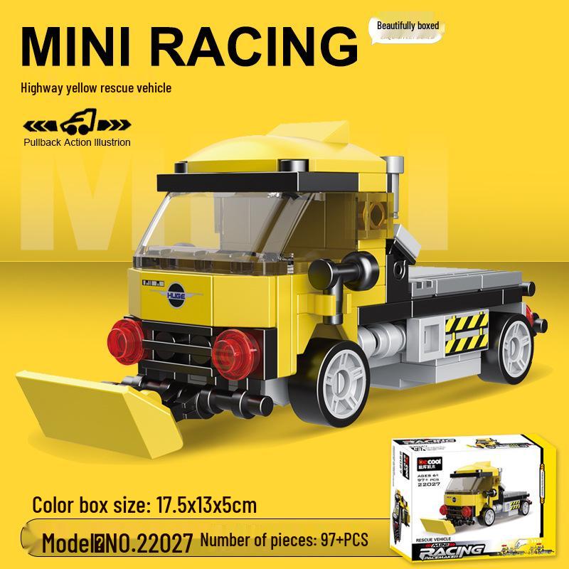 Pull-Back Assembly Toy Set: Campervan, Race Car, Ambulance, Fire Truck