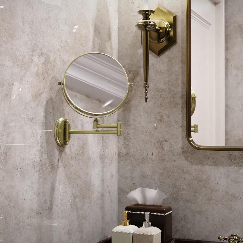 Wall-Mounted Folding Lighted Makeup Mirror for Bathroom or Dormitory