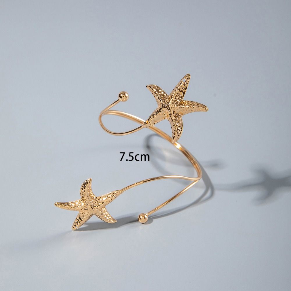 Spiral Women Arm Bracelet Adjustable Armlet Jewelry Metal Starfish Open Cuff Bangles  Dress Up