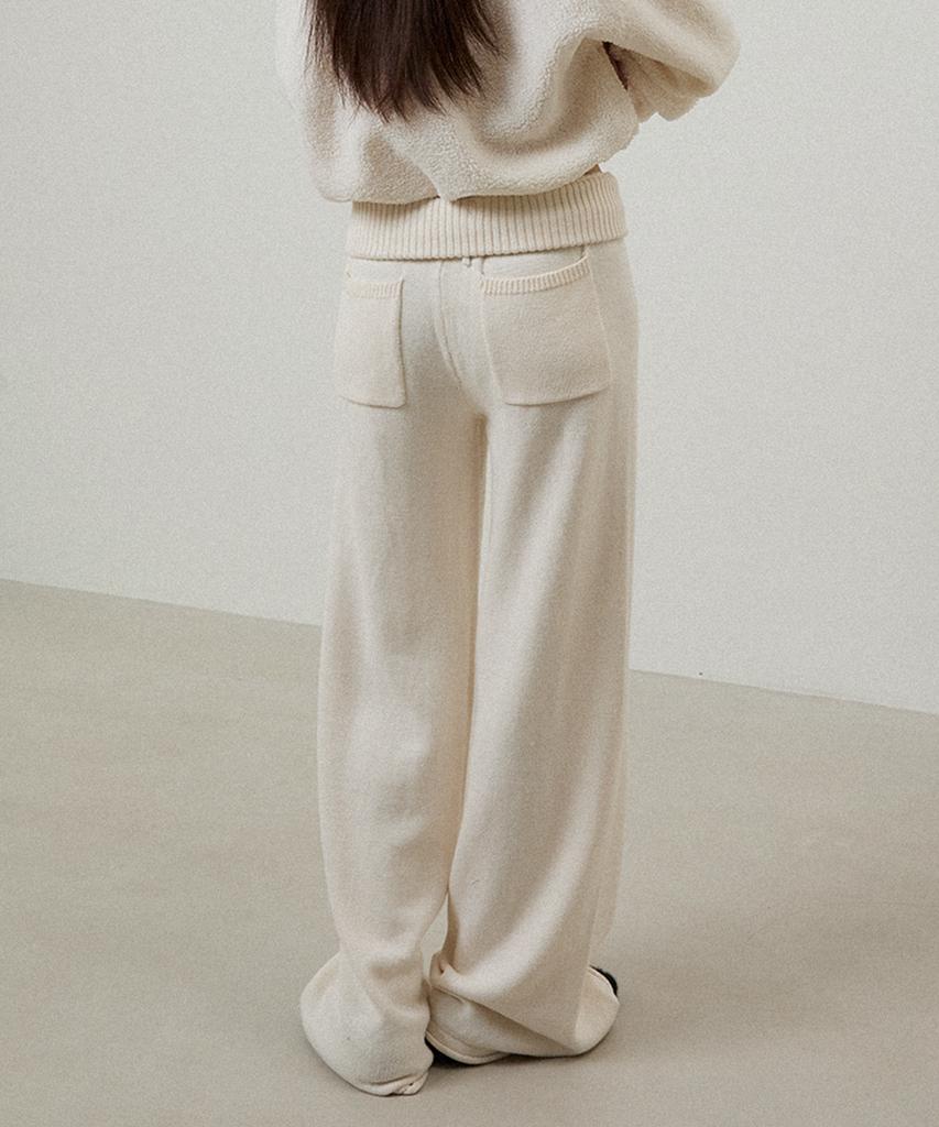 LMOOD WOMEN Pinter Wool Cotton Knit Wide Pants (2 Colors)