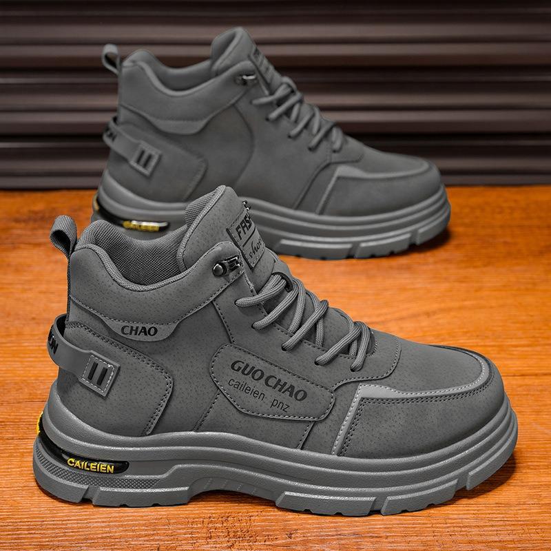 2026 Vintage Men's Casual Sneakers Platform Ankle Boots Outdoor Non Slip Wear-resistant Work Shoes Men Hiking Shoes Botas Hombre
