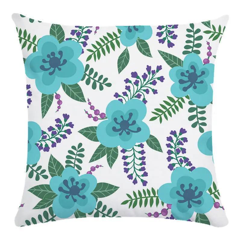 Colorful Parrot Flower Oil Painting Pattern Cushion Cover Sofa Decorative Pillow Cover Floral Pillowcase Home Decor 45X45Cm