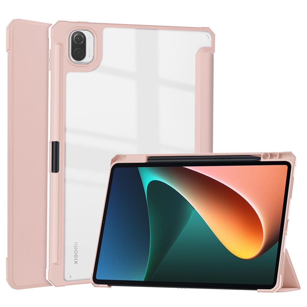Luxury for Xiaomi MiPad Mi Pad 5 Pro Mi Pad 5 Transparent Back PU Leather Smart Cover with Pencil Holder Case for Tablets