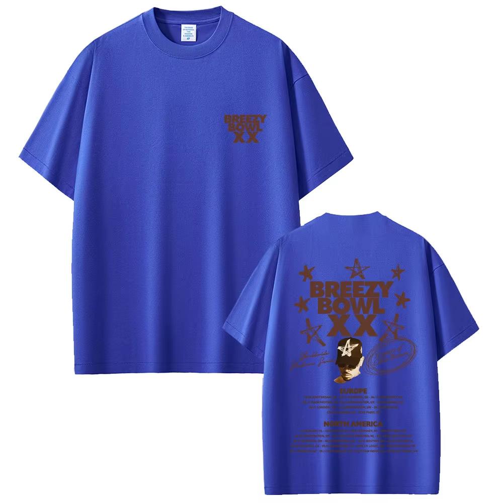 Summer Fashion Trendy Tee Men Women Vintage Top Rapper Chris Brown Breezy Bowl XX Tour 2026 Graphic T-shirt Cott0on Casual Tshirts