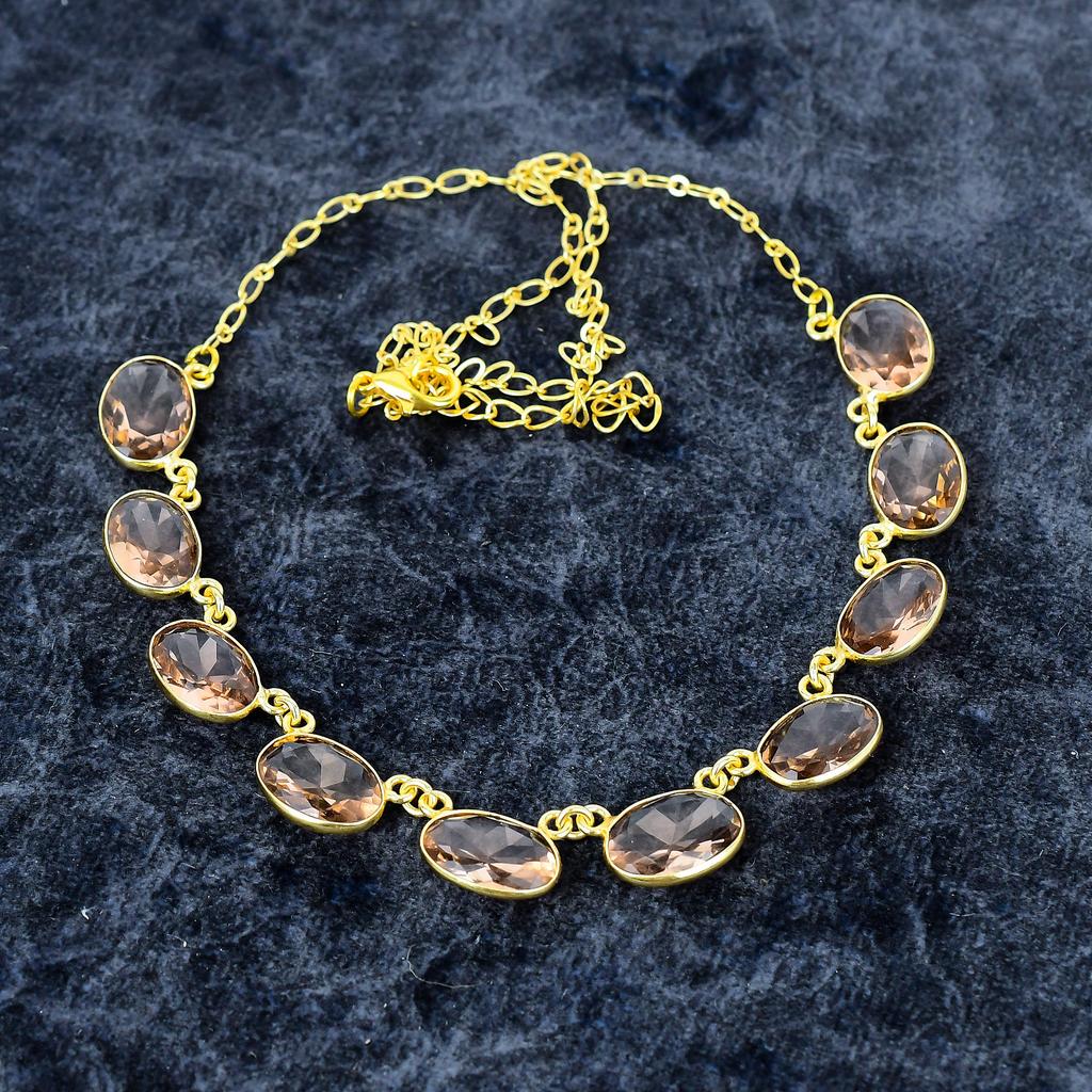 Morganite Gemstone Handmade 925 Sterling Silver Jewelry Necklace 20" M-2995