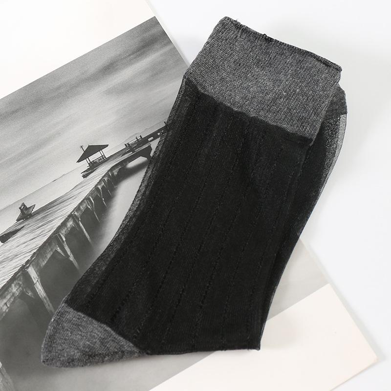 

Мужские весенне-летние простые дышащие цилиндрические хрустальные чулки 1 pair чёрный