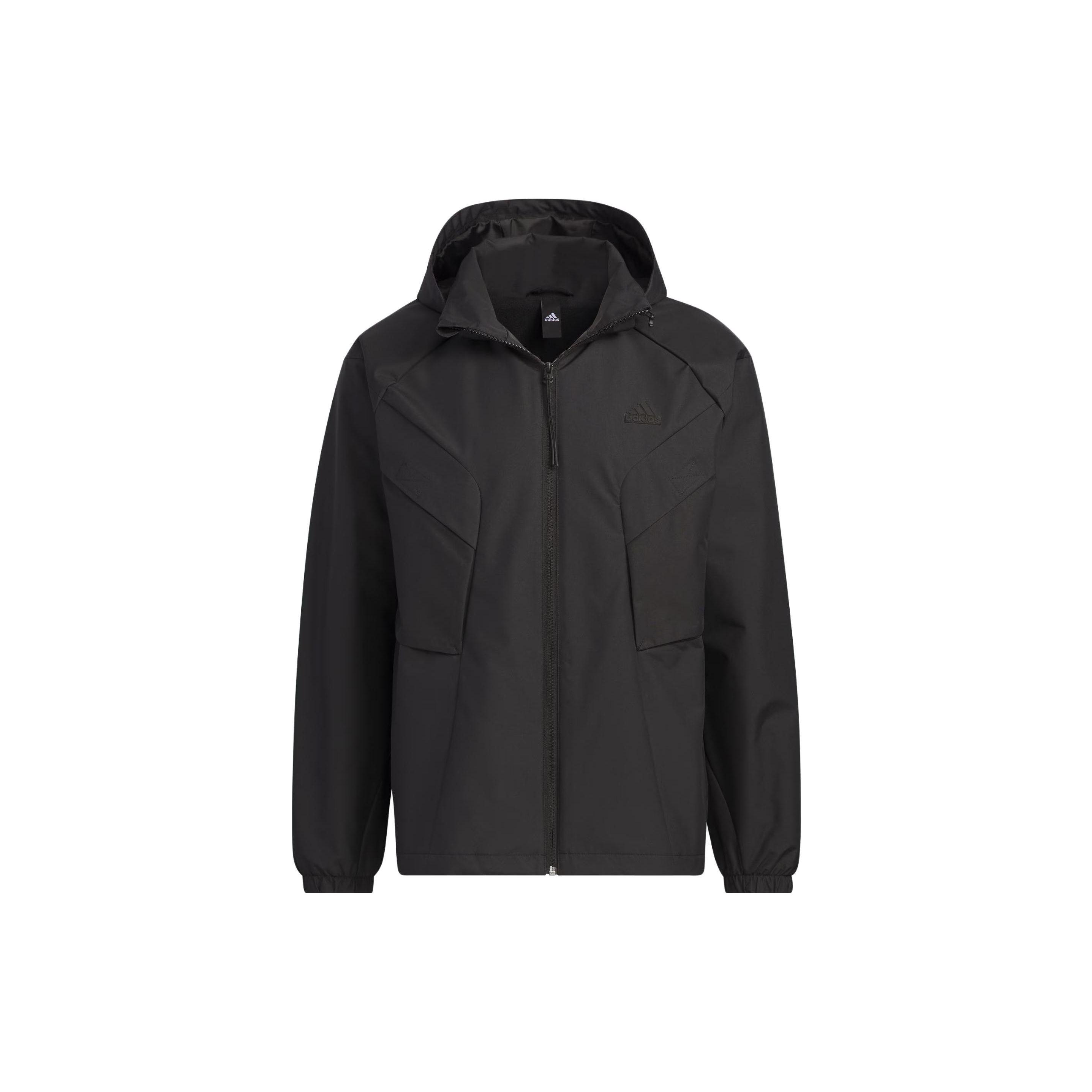 Adidas Tech Utili Woven Regular Fit Full Zip Stand Collar Water Repellent Windproof Lifestyle Jacket Men Black IS0450 S