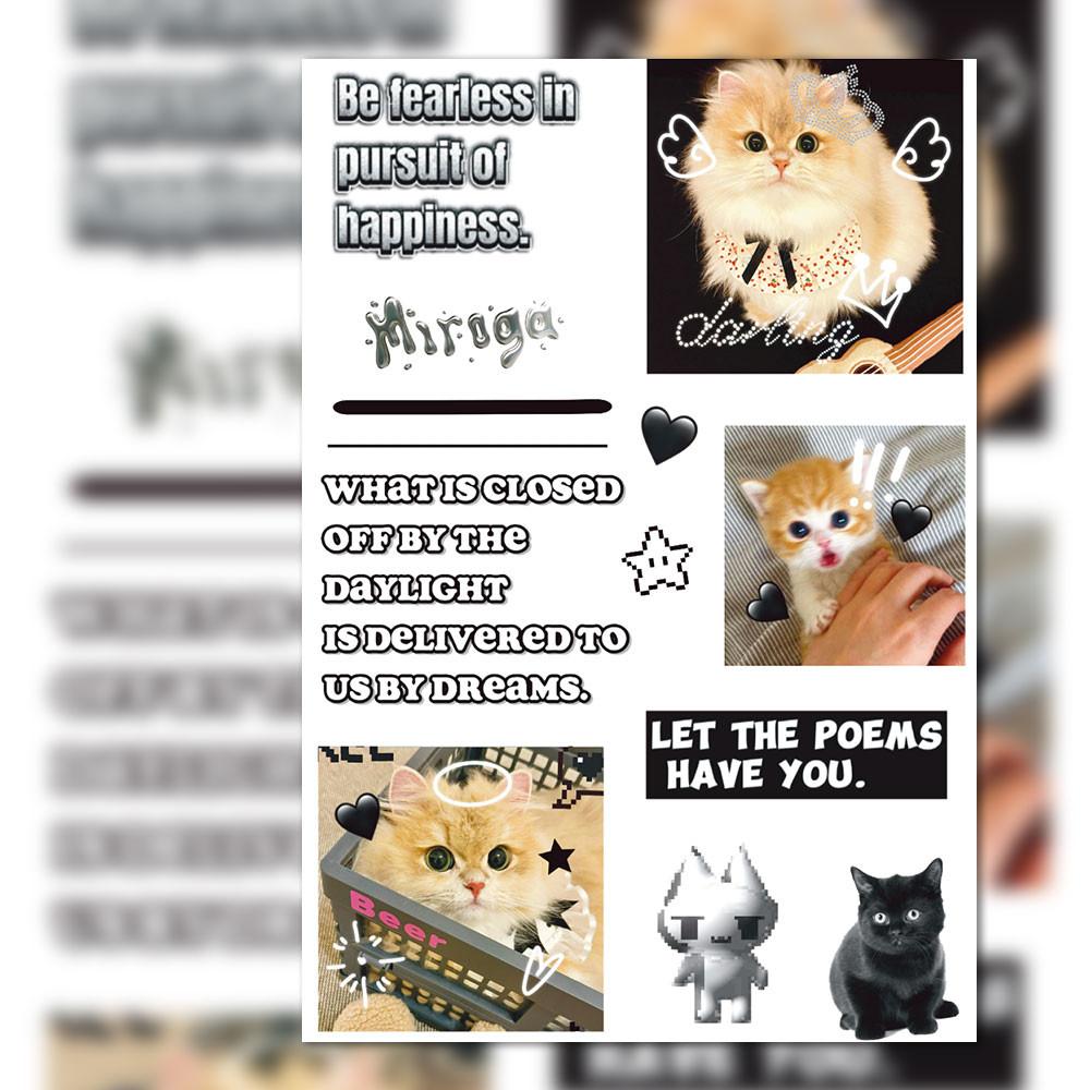 8-Piece Cute Cat Stickers - Adorable Decorative Decals for Phone Cases, Notebooks & Water Bottles