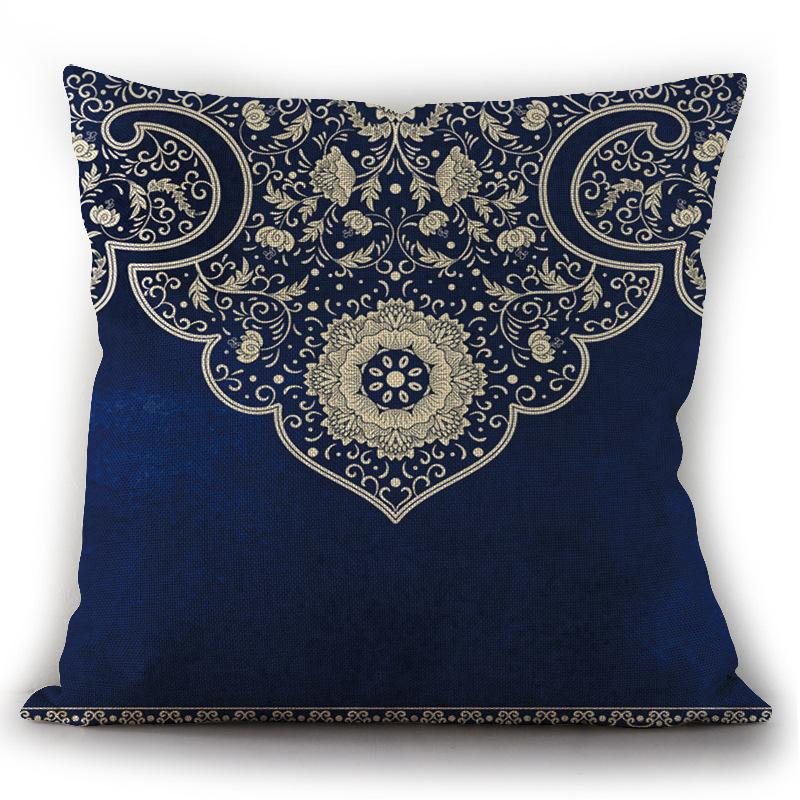 2Pcs Chinese Style Cushion Covers Blue and White Porcelain Printed Throw Pillows Cases Home Sofa Car Seat Decor Elegant 45x45cm