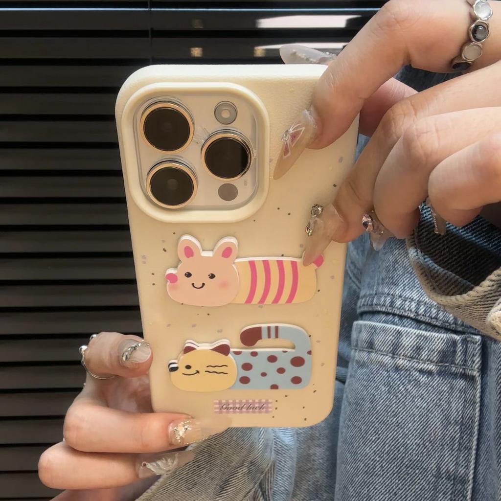 Three-dimensional Cartoon Animal Stickers for Apple 16 Promax Mobile Phone Case New Model for IPhone 13 Anti-fall 12/11/15