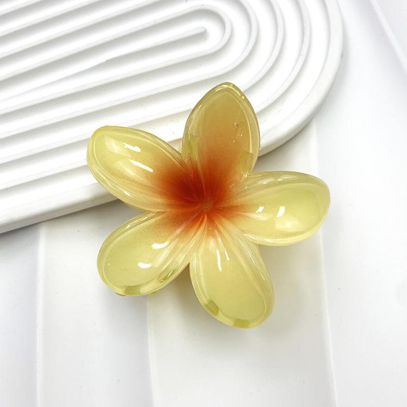Retro Colorful Frangipani Flower Hair Claw Clip for Women