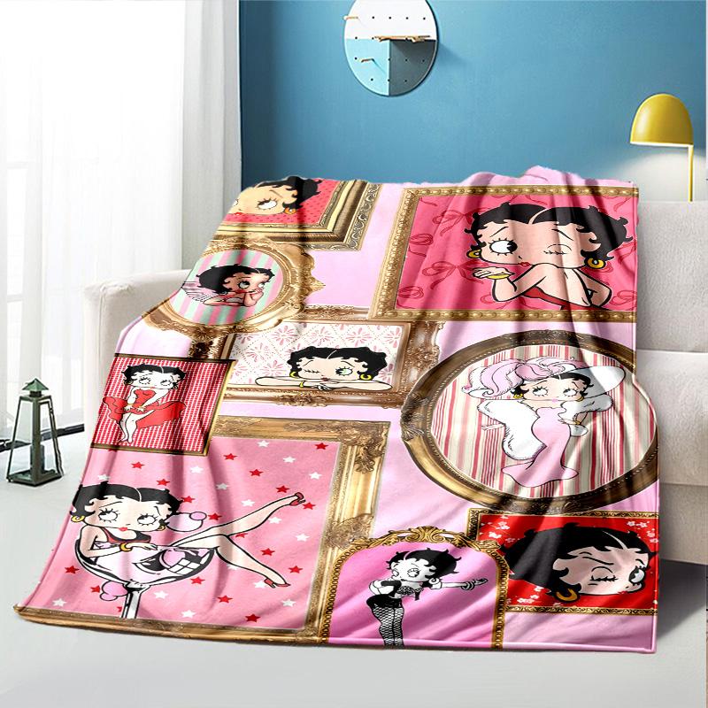 Betty Boop Pattern Blanket for Home Decoration, Bed, Sofa, Car Travel, Camping, Suitable for All Seasons, Birthday Christmas Gift