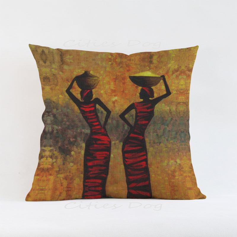 African Woman Painting Cushion Cover for Safe Pillow Case 45x45 Home Decorative Throw Pillow Cover Car Pillow Chair BZ175