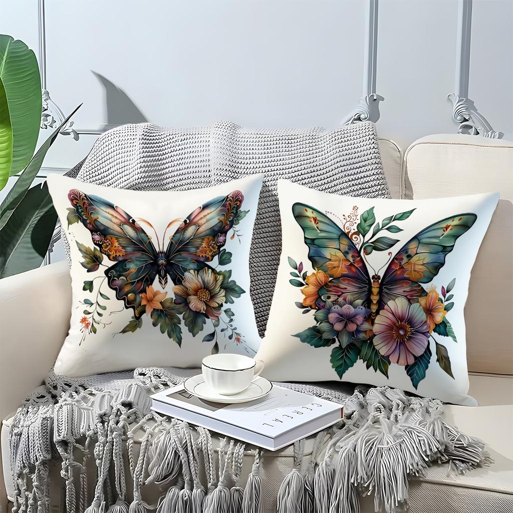 Exquisite butterfly flowers digital printing pillow cover Short plush Suitable living rooms bedrooms sofas throw cushion cover