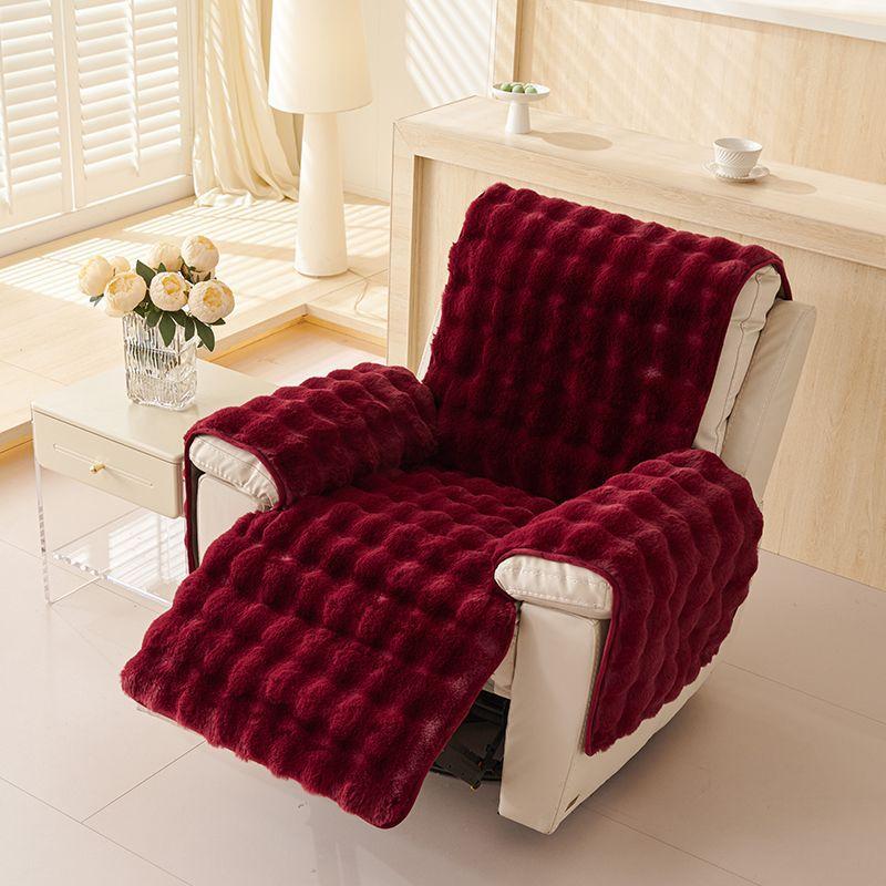 1PCS Autumn and Winter Thick Faux Rabbit Fur Recliner Slipcover Warm Simple Modern Comfortable Recliner Chair Cover Sofa Cover for Living Room