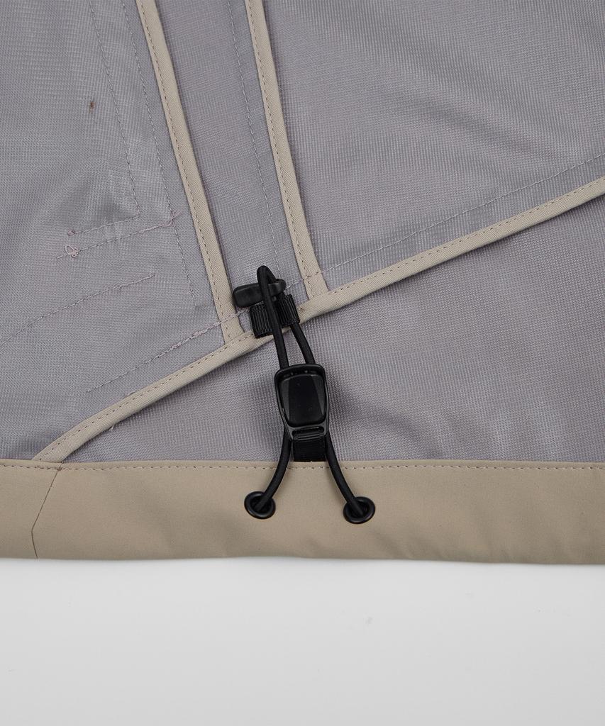 Kalapatthar 3Layer Offset Zip Pocket Hooded Jacket - Beige