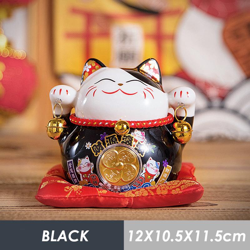 4.5 Inch Ceramic Maneki Neko Lucky Cat Money Box Fortune Colored Cat Golden Circle Home Decoration Gift Feng Shui Figure