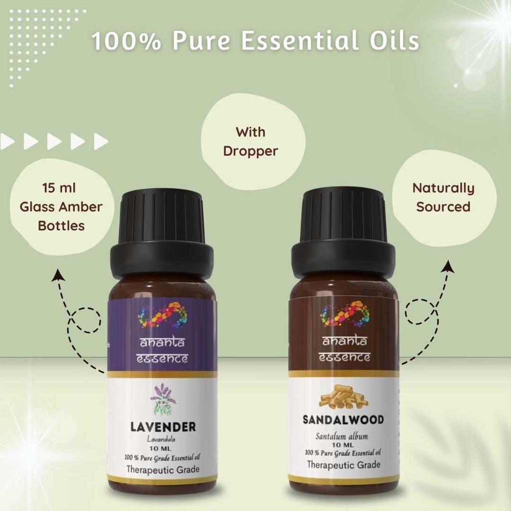 Ananta Calm Essential Oil Combo – Lavender & Sandalwood Aroma Oils (10 Ml × 2)