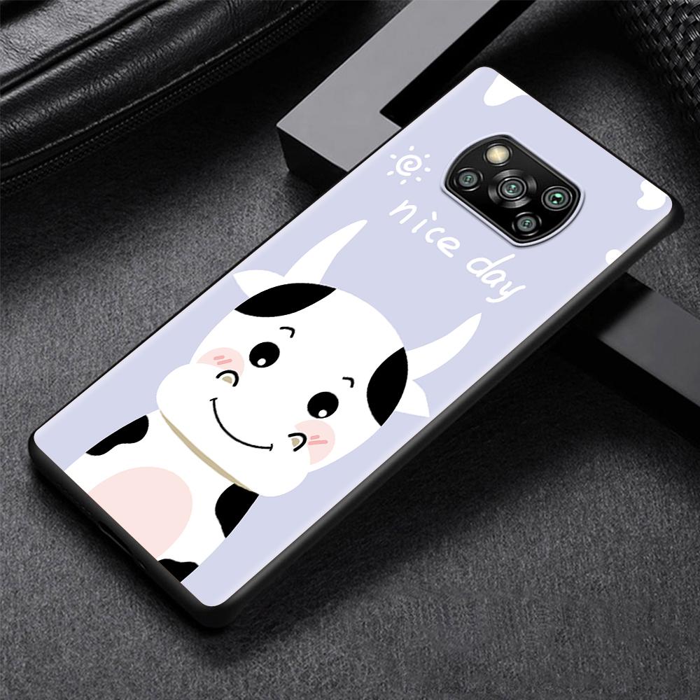 

Чехол с изображением коров из мультфильма «Клубника» для Xiaomi Poco X3 NFC M3 M4 Pocophone F1 F3 Redmi Note 9s 9 8 10 Pro, черный, мягкий чехол для телефона Xiaomi Mi 11 Lite