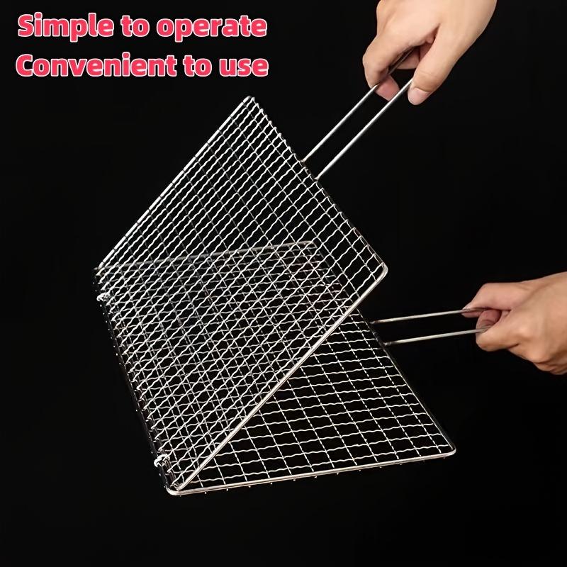 1PC Mesh Vegetable Grilled Fish Clip Anti-scalding Handle Splint Barbecue Net Household Barbecue Mesh Rectangle
