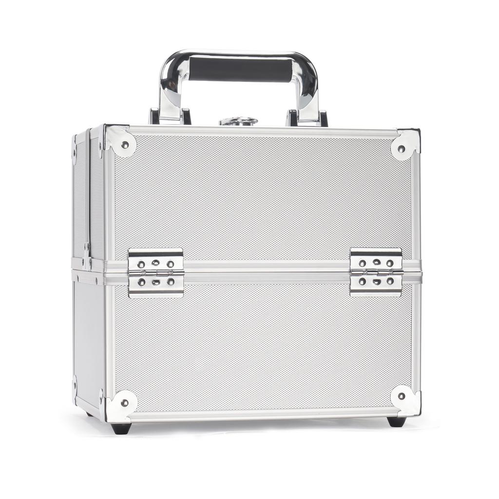 Organizador de Maquillaje de Aleación de Aluminio Caja Organizadora de Joyas Gran Capacidad Portátil Estuche de Belleza para Maquillaje Cosmético
