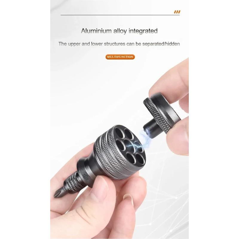 7-in-1 Industrial Mini Screwdriver Set - Aluminum Alloy Handle with High Hardness Phillips &Slotted Bits, Compact Multi-Function