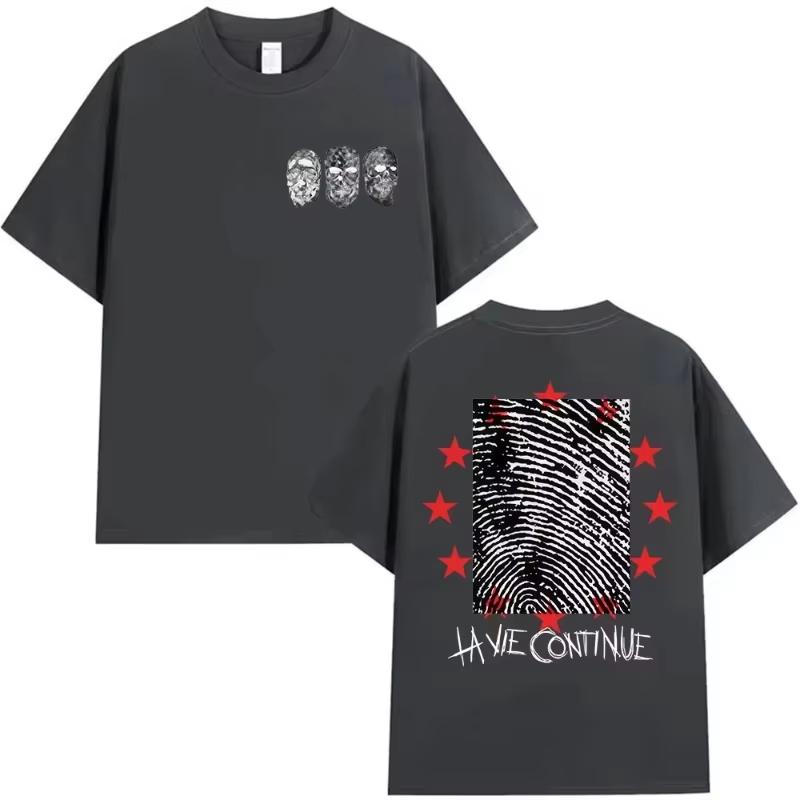 2026 Summer Rapper La Vie Continue Maes Tour Unisexs Cotton Tshirt Punk Retro Style Short Sleeve Tshirt Hiphop Costume