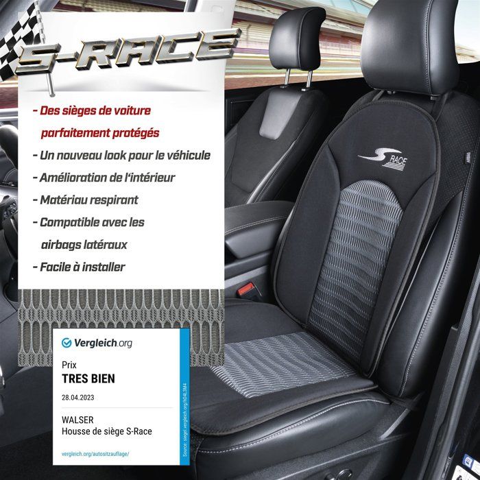 Housses de sièges - s-race - anthracite - universel - compatible airbag latéral