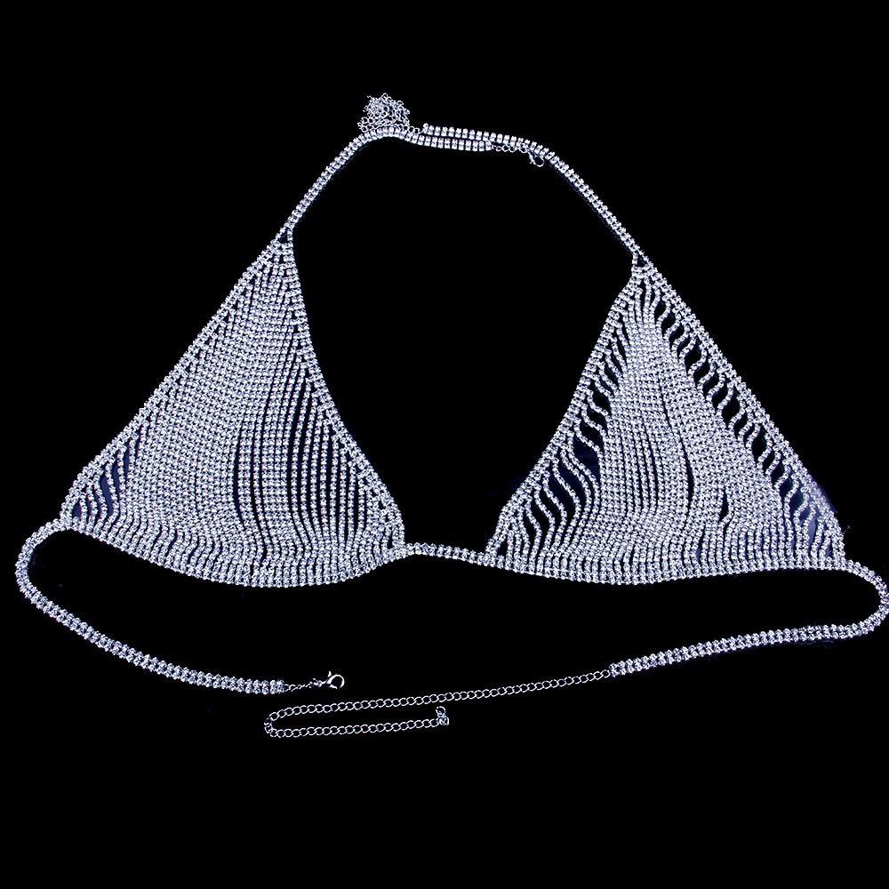 Rhinestone Body Chain Jewelry Making Supplies Women Sexy Shining Multi Layer Tassel Bra Body Chain Jewelry Lingerie gold