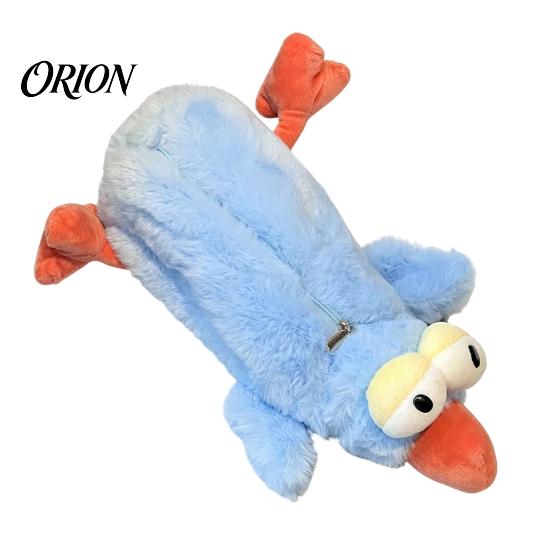 Three-dimensional Plush Case Bird Pencil Case, Creative Fluffy Bag, Cute Shape Soft Stationery Pouch Storage Funny Expression Pen for Students