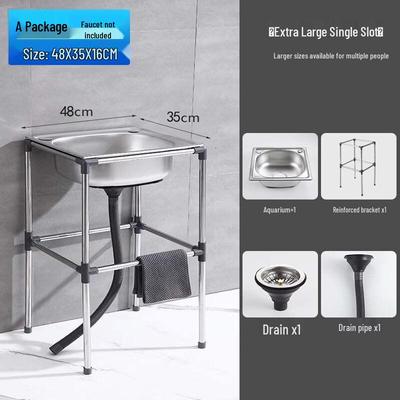 TLXT Stainless Steel Single Sink with Stand