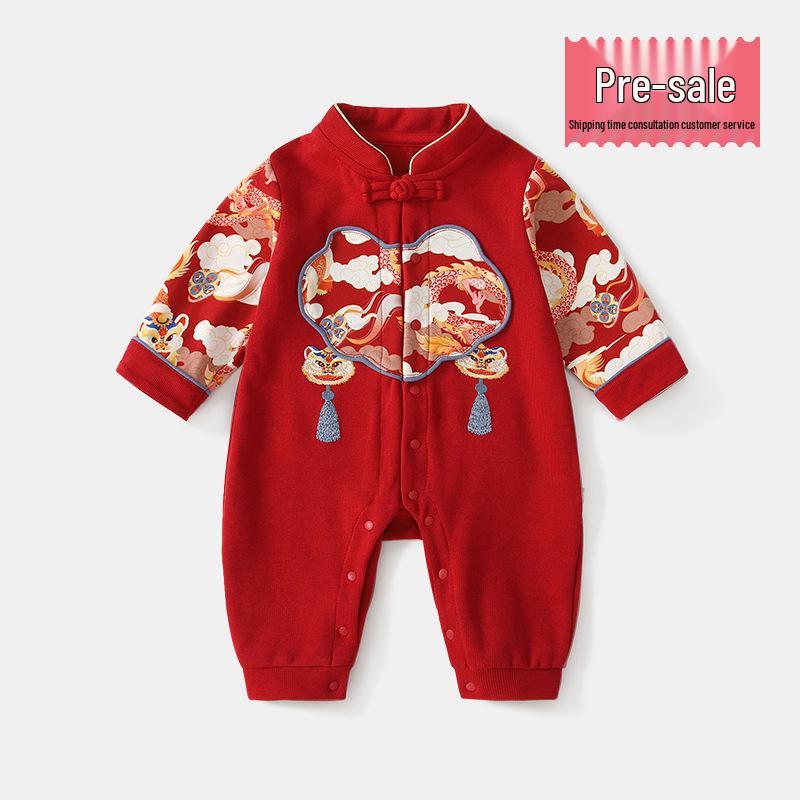 

Осінній Новий Дитячий Комплект-Двійка в Китайському Стилі: Повний місяць, Сто днів, Перший день народження Чжуа Чжоу Сукня-ромпер 66cm