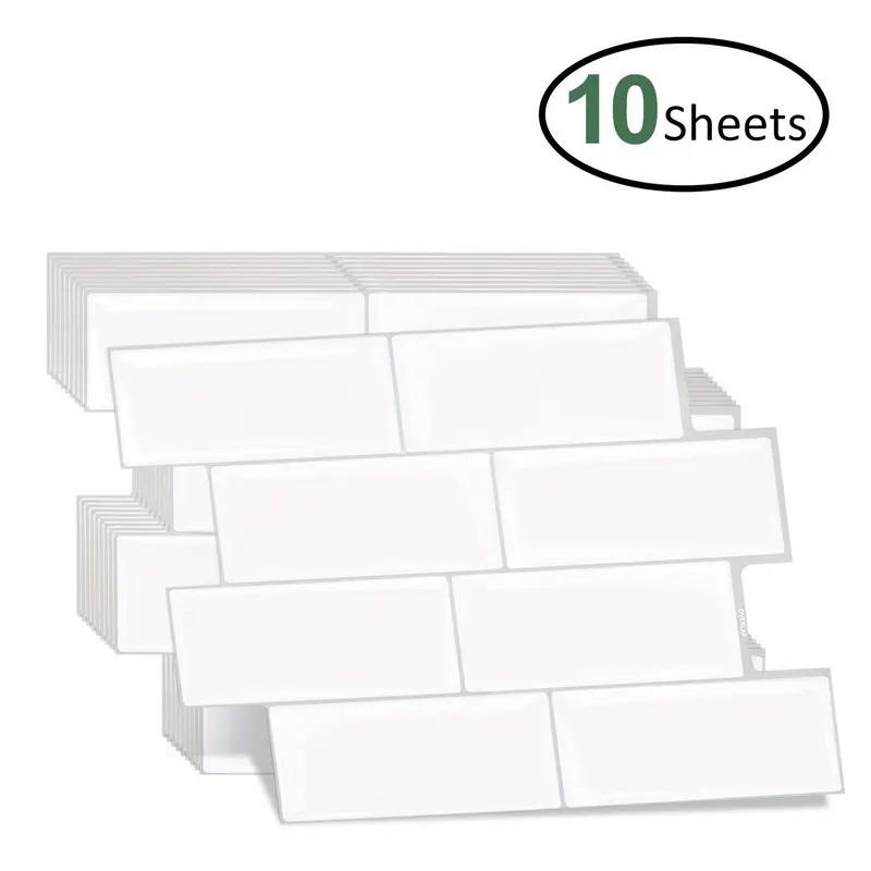 10 Pieces Premium Waterproof Wallpaper 3D Peel and Stick Subway Wall Tile Sticker for Kitchen & BathroomChildren's Room