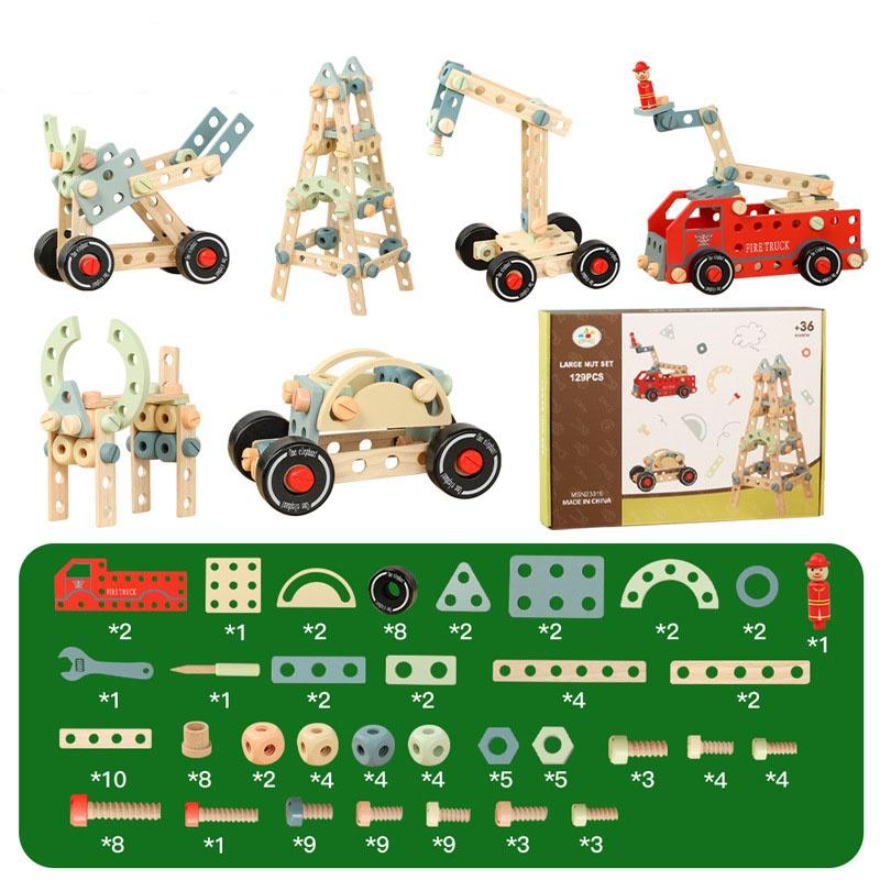 Wooden Diy Nut Combination Creative Screw Toy For Children Educational Building Blocks Puzzle Game