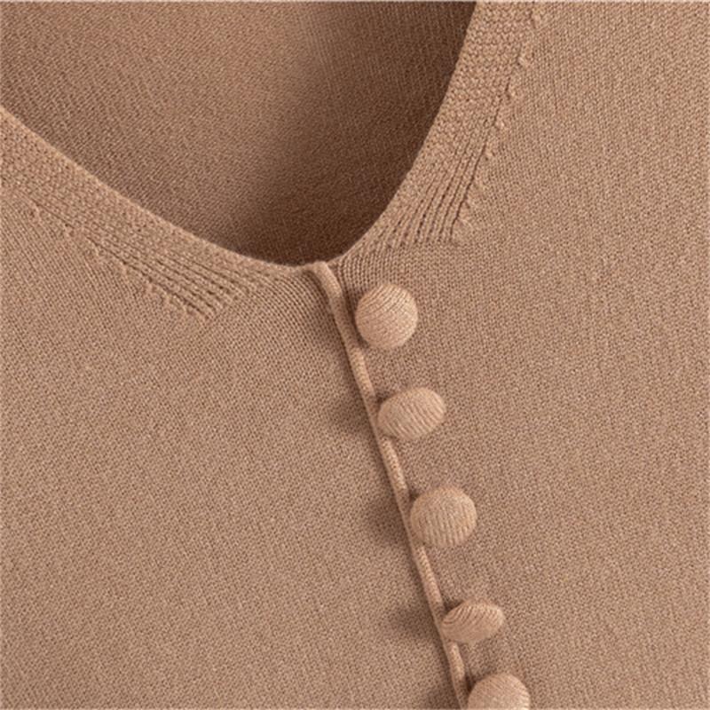 Autumn And Winter Women's V-Neck Base Knitted Long Dress  Loose Plus Size Solid Color Women's Dress