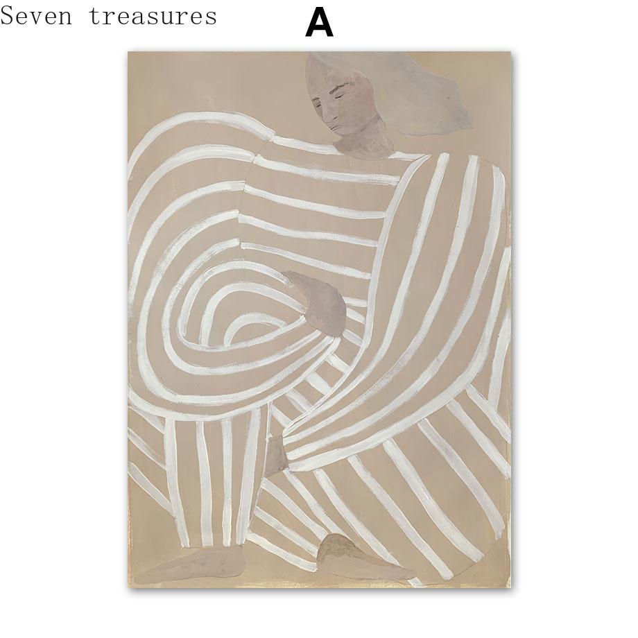 Minimalist Style Abstract Line Curve Think Girl Wall Art Print Canvas, Nordic Poster, Picture for Living Room Decor