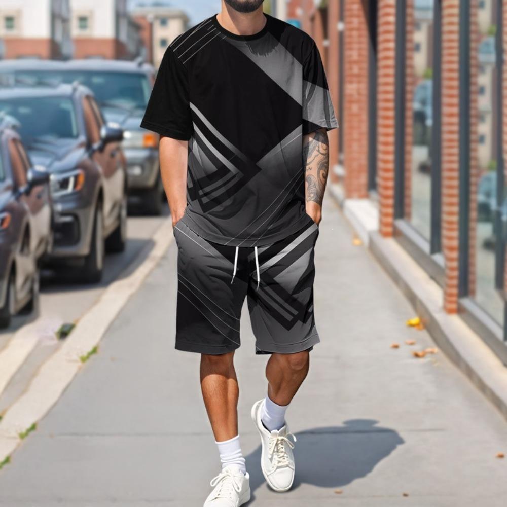 Summer Men s Striped Sports Suit Is Fashionable and Breathable, Simple and Trendy S
