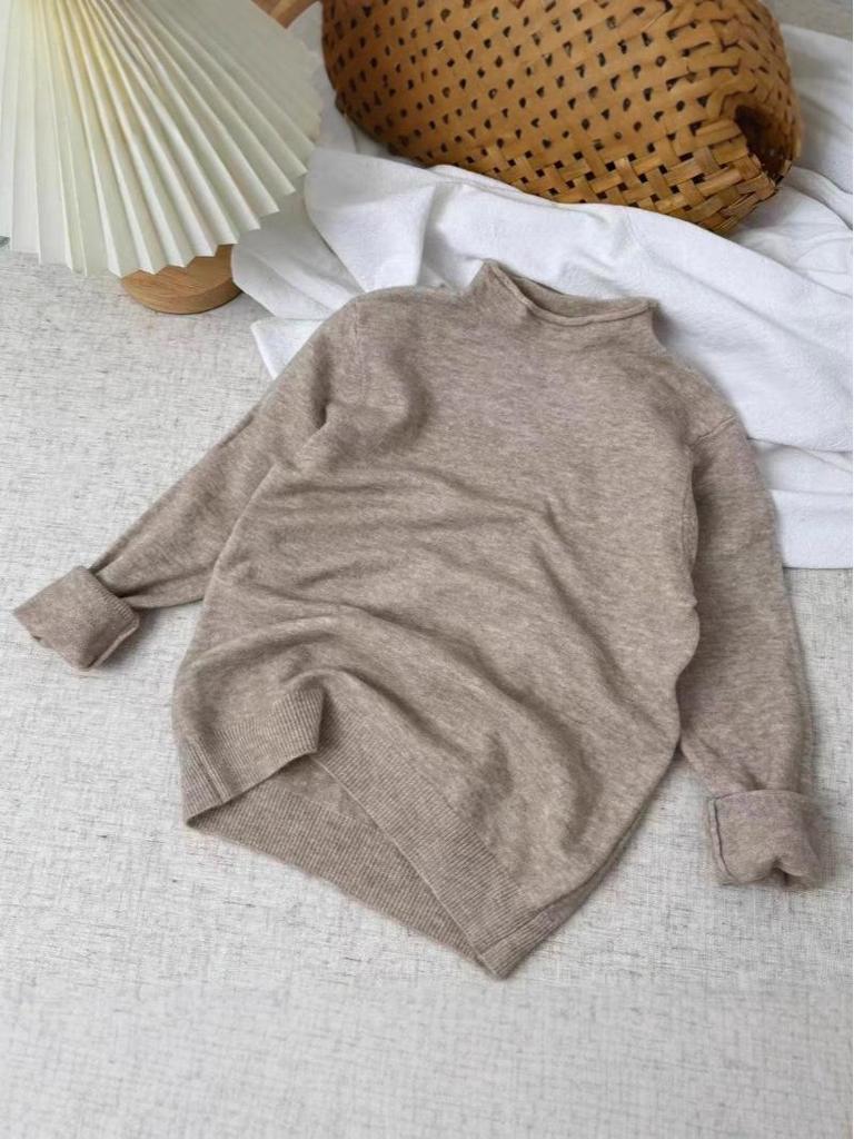 2025 Kids' Trendy Wool Sweater - Half High Neck Pullover for Boys & Girls, Autumn/Winter Base Layer.